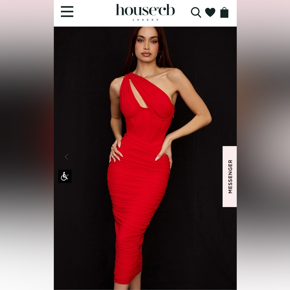 House of CB Red One-Shoulder Midi Dress